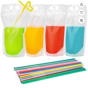 43 Reusable Drink Pouches with straws